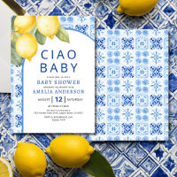Summer Italian Blue Tiles Lemon Baby Shower