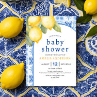 Summer Italian Blue Tiles Lemon Baby Shower