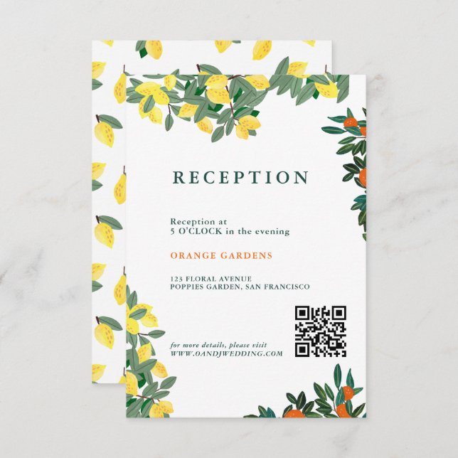 Summer Italy Lemon Fruit Wedding Enclosure Card (Front/Back)