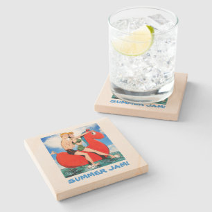 Summer Jam Beach Fun! Marble Stone Coaster