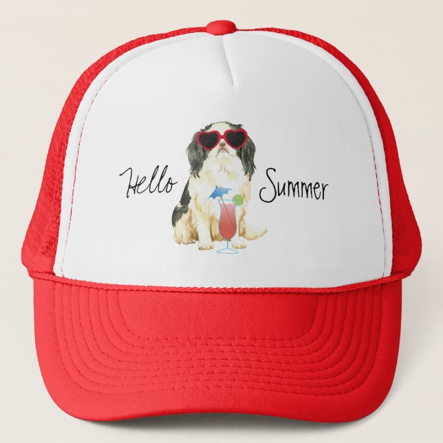 Summer Japanese Chin Trucker Hat (Front)