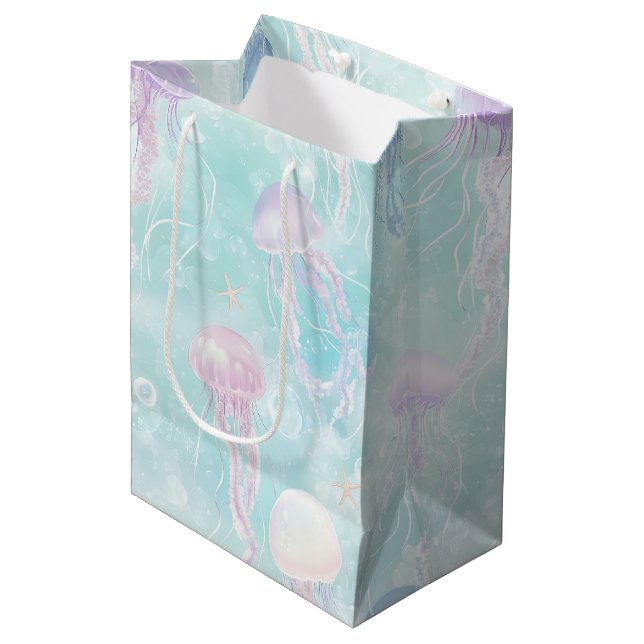 Summer Jellyfish Coastal Pattern Medium Gift Bag (Front Angled)