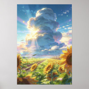 Summer Journey Sunflowers and the Sky Express Poster
