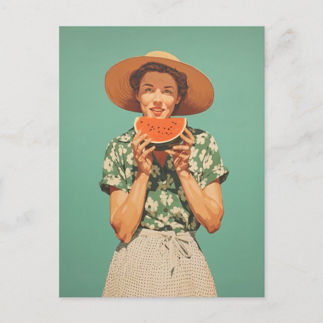 Summer Joy with Watermelon Postcard (Front)