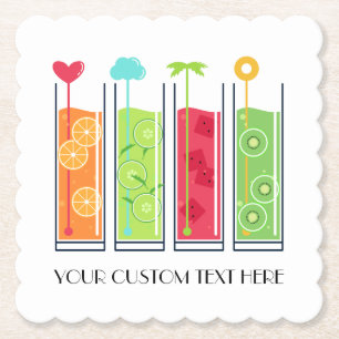 Summer Juices custom text paper coasters