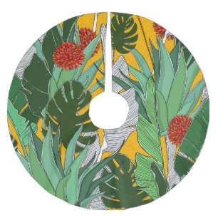 Summer Jungle: Bright Palm Pattern. Brushed Polyester Tree Skirt