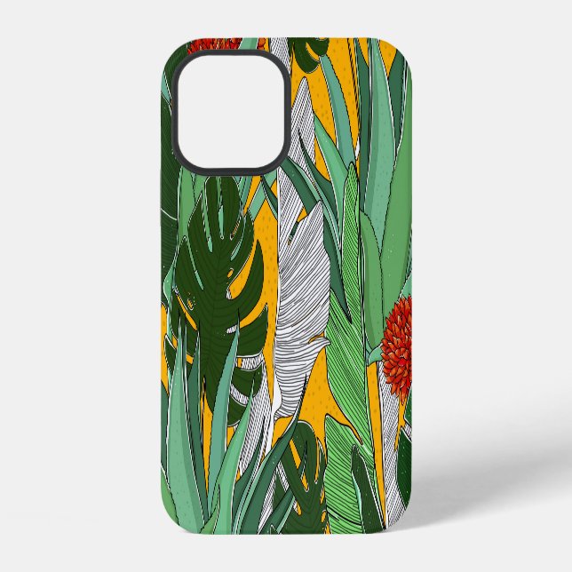 Summer Jungle: Bright Palm Pattern. iPhone Case (Back)