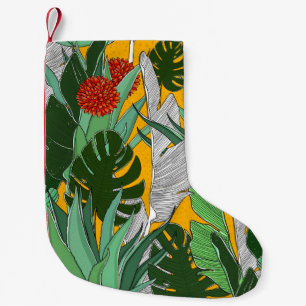 Summer Jungle: Bright Palm Pattern. Small Christmas Stocking