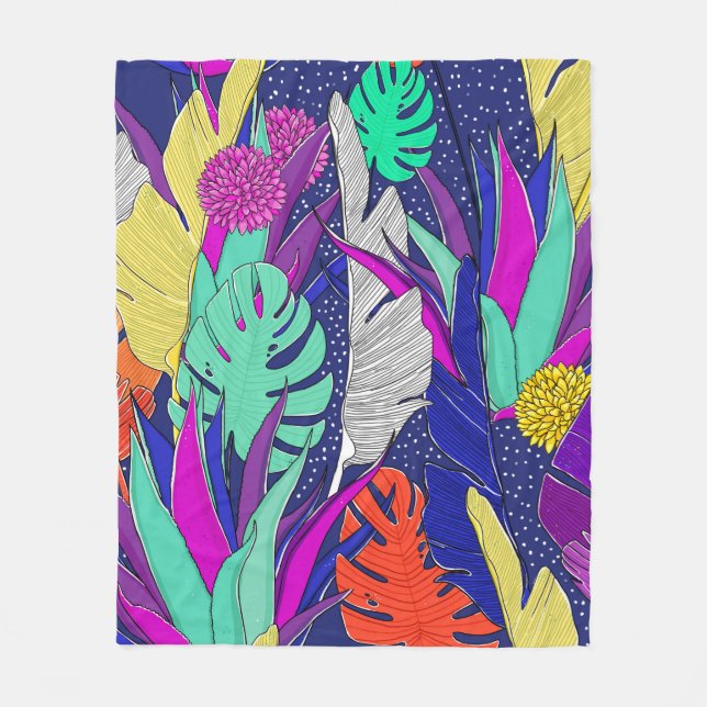 Summer jungle pattern with bright colours. Jungle  Fleece Blanket (Front)