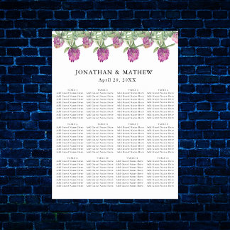 Summer Jungle Watercolour Floral Wedding Seating Poster