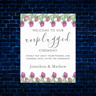 Summer Jungle Watercolour Floral Wedding Unplugged Poster