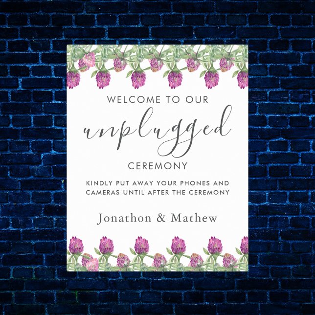 Summer Jungle Watercolour Floral Wedding Unplugged Poster (Summer Jungle Watercolour Floral Wedding Supplies)