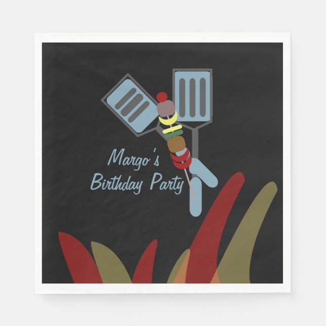 Summer Kabobs Cookout Park Birthday     Napkin (Front)