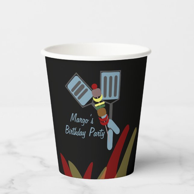 Summer Kabobs Cookout Park Birthday       Paper Cups (Front)