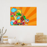 Summer Kawaii Poster<br><div class="desc">A summer sunny kawaii variety scene. This design looks really effective on these Poster</div>