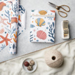 Summer Kid's Birthday Seashells Coral Wrapping Paper<br><div class="desc">Vibrant seashells and coral summer kid's birthday party gift wrap for a summer pool party birthday.</div>
