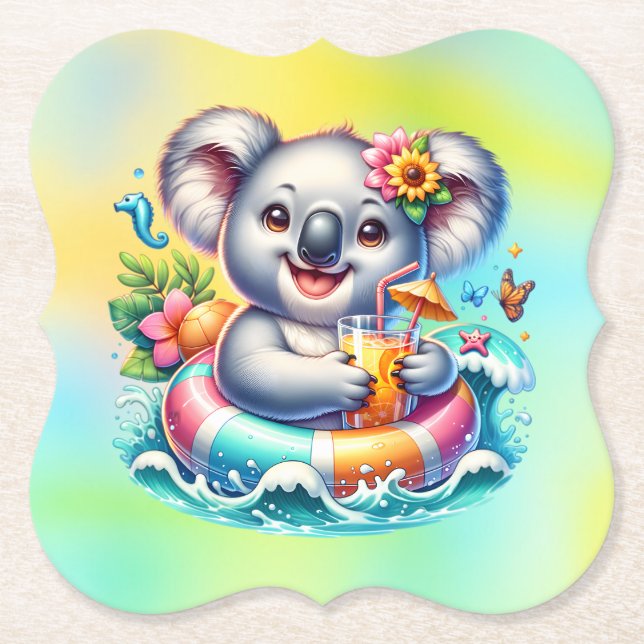 Summer Koala Sublimation Clipart-97702 Paper Coaster (Front)