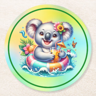 Summer Koala Sublimation Clipart-97702 Round Paper Coaster