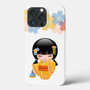 Summer Kokeshi Doll - Yellow Kimono Geisha Girl iPhone 13 Pro Case