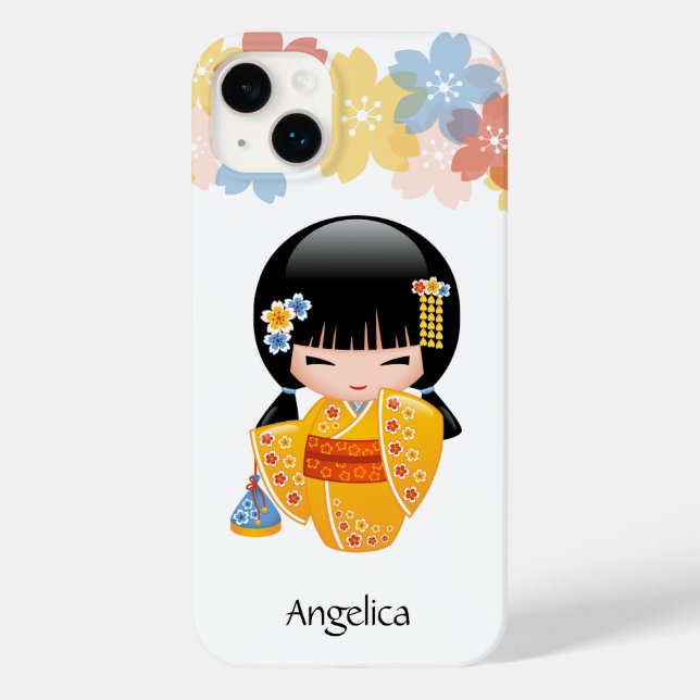 Summer Kokeshi Doll - Yellow Kimono Geisha Girl Case-Mate iPhone Case (Back)