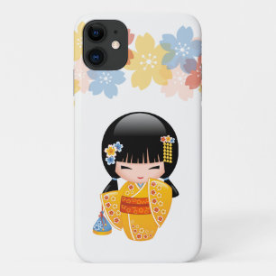 Summer Kokeshi Doll - Yellow Kimono Geisha Girl Case-Mate iPhone Case