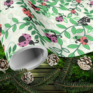 Summer - Lady Bugs, Butterflies and Leaves - Roll Wrapping Paper