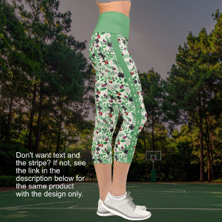Summer - Lady Bugs, Butterflies Leaves-WITH TEXT Capri Leggings