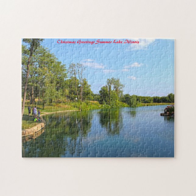 Summer Lake Illinois. Christmas Greetings Jigsaw Puzzle (Horizontal)