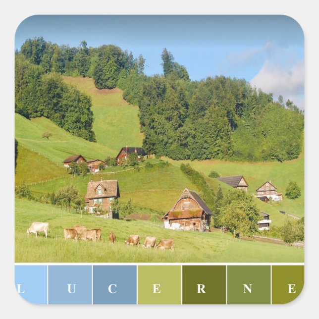 Summer Landscape in Switzerland Square Sticker (Front)