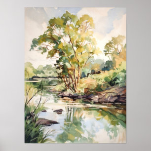 Summer Landscape Watercolor  Poster