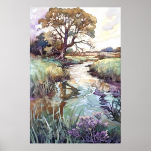 Summer Landscape Watercolor  Poster