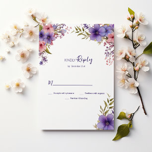 Summer lavender pink floral frame RSVP Invitation