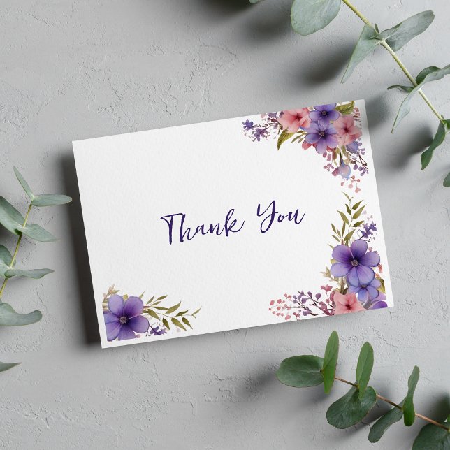 Summer lavender pink floral frame Thank You Enclosure Card (Summer lavender pink floral frame Thank You)