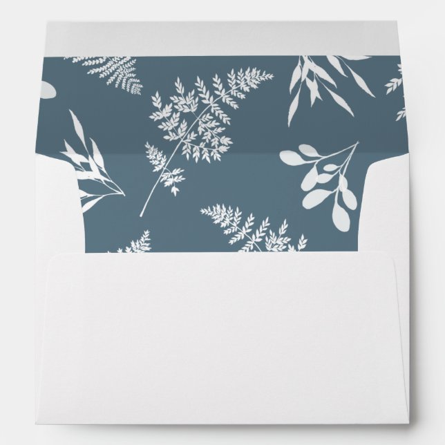 Summer Leaves Blue, lined Envelope (Back (Bottom))
