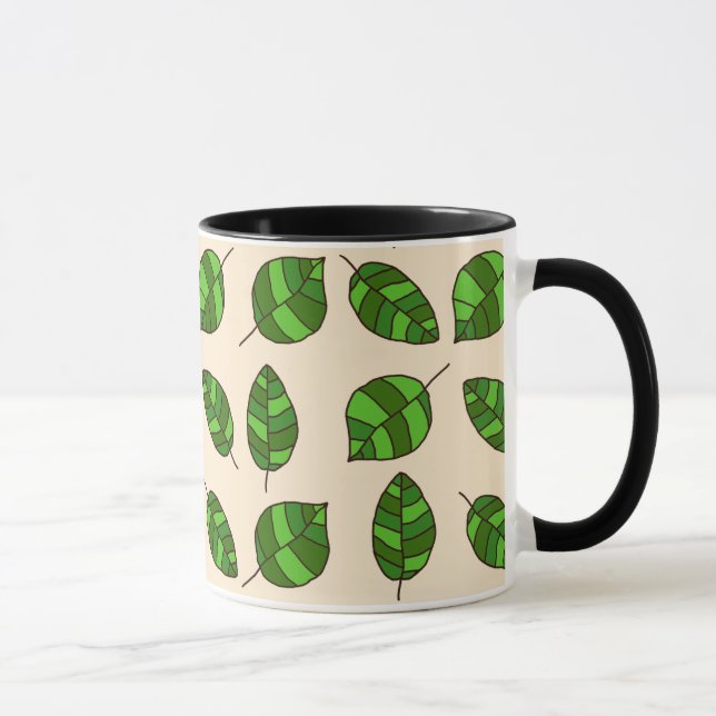 Summer Leaves Green Leaf Pattern on any Colour Mug (Right)