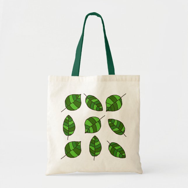 Summer Leaves Green Leaf Pattern Tote Bag (Front)