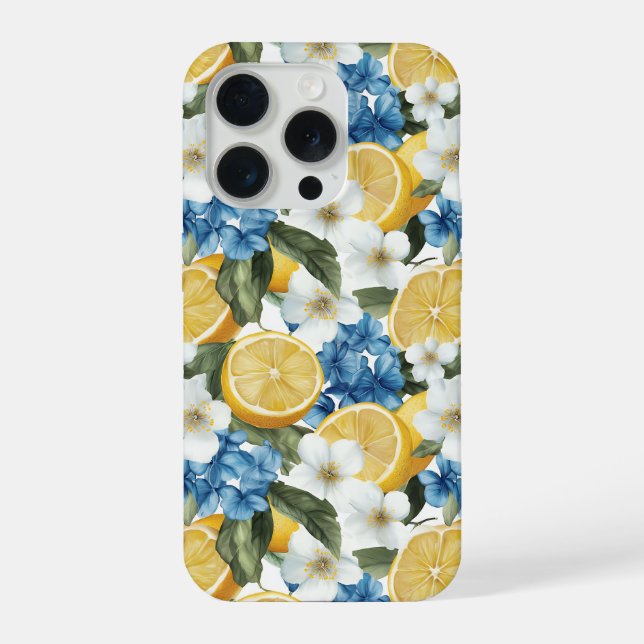 Summer Lemon and Flower Pattern iPhone Case (Back)