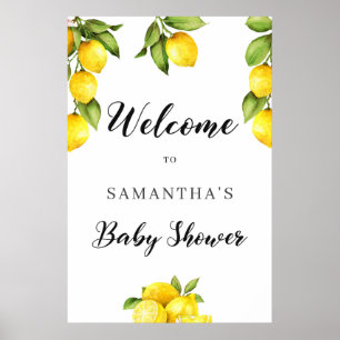 Summer lemon baby shower welcome sign poster
