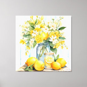 Summer Lemon Blossom Jar Canvas Print