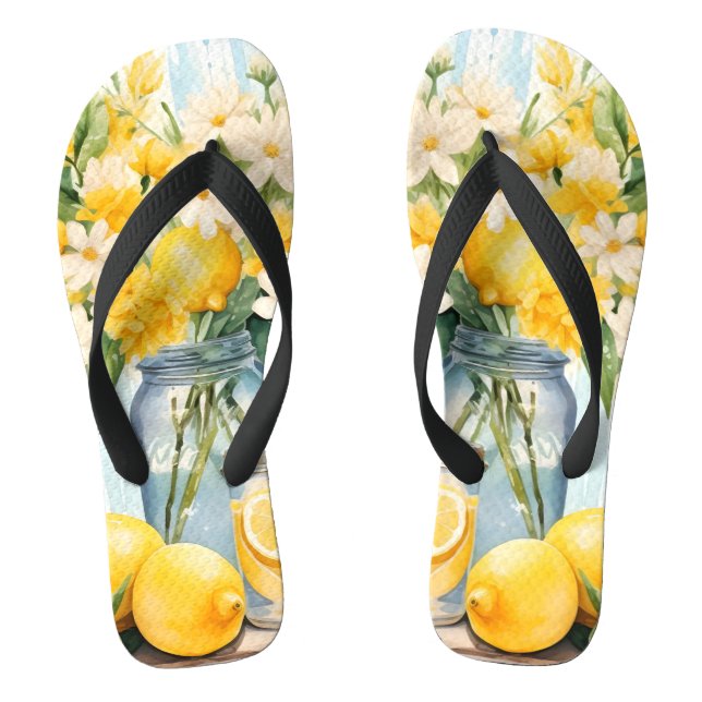 Summer Lemon Blossom Jar Jandals (Footbed)