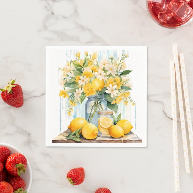Summer Lemon Blossom Jar Napkin (Insitu)