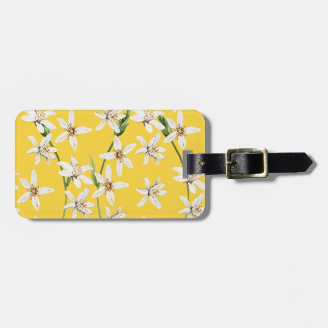 Summer lemon blossom pattern  chinoiserie  luggage tag (Front Horizontal)