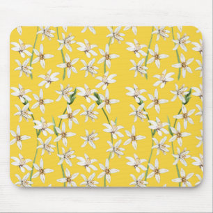 Summer lemon blossom pattern  chinoiserie  mouse pad