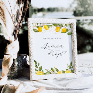 Summer Lemon Bridal Shower How Many Lemon Drops Poster