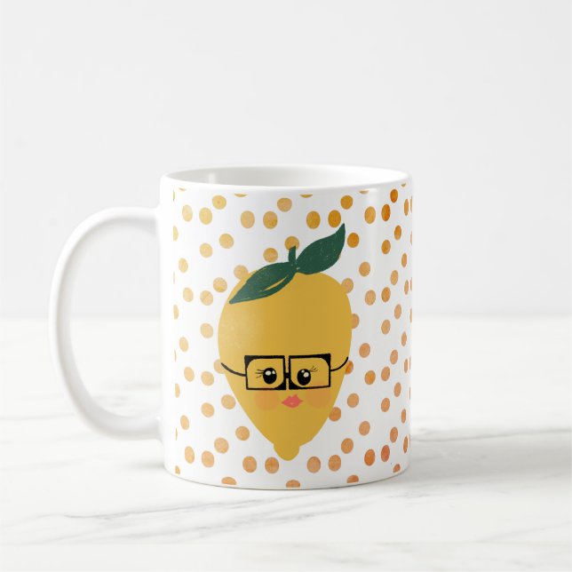 Summer Lemon Citrus Cartoon Coffee Mug (Left)