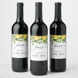 Summer Lemon Citrus Cheers Bridal Shower Wine Label