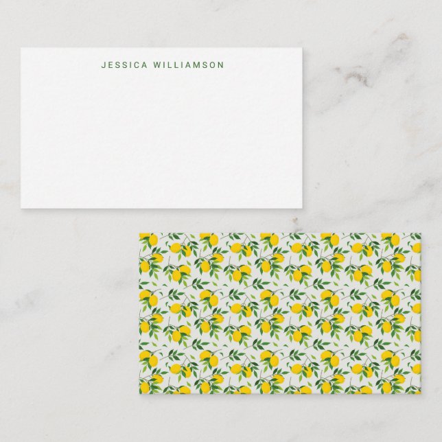 Summer Lemon Fruit Custom Name Gift Enclosure  Card (Front/Back)