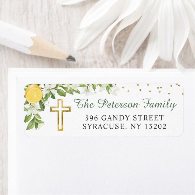 Summer Lemon Greenery Religious Return Address (Insitu)