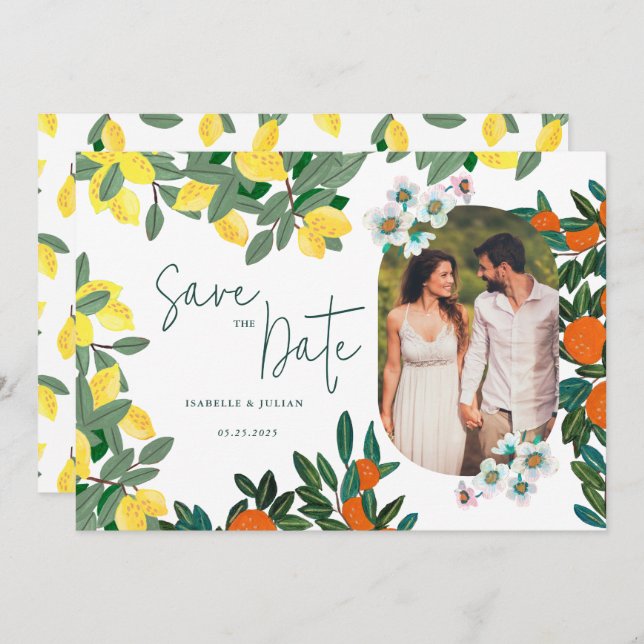 Summer Lemon Italy Wedding Save The Date (Front/Back)