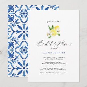 Summer Lemon & Mediterranean Tiles Bridal shower Invitation